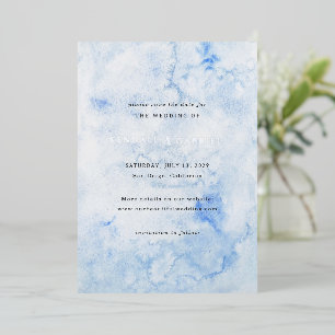 Moderne elegante blaue Hochzeit - Termin vormerken Folieneinladung