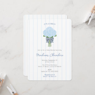 Moderne elegante blaue Hortensien Baby Boy Shower Einladung