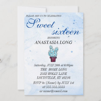 Moderne, elegante blaue Kakteen Save the Date