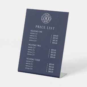 Moderne elegante blaue Logo-Service-Menü-Preislist Sockelschild