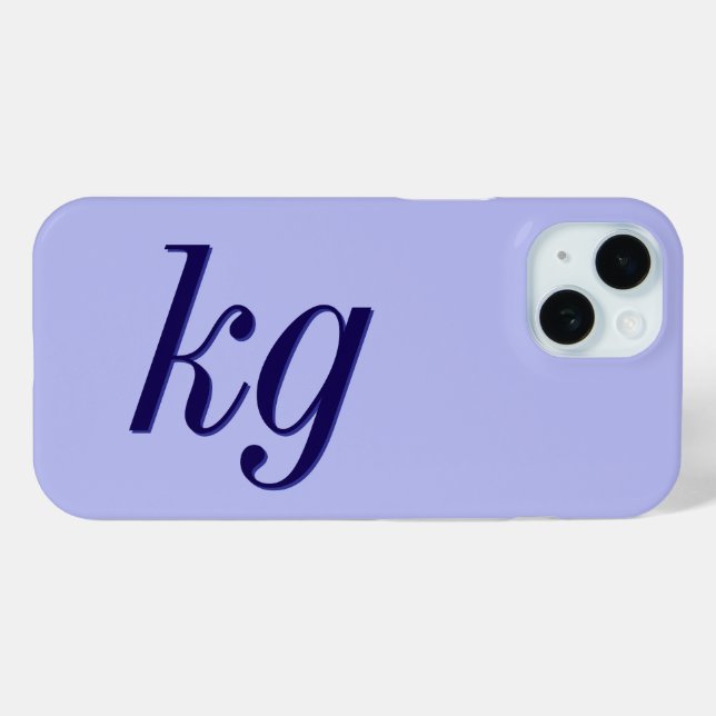 Moderne elegante blaue Monogramm-Initialen Case-Mate iPhone Hülle (Rückseite (Horizontal))