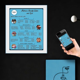 Moderne elegante blaue Salon-Logo & Fotos Preislis Poster