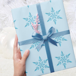 Moderne elegante blaue Schneeflocke Winter Muster Geschenkpapier