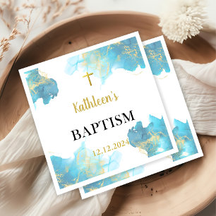 Moderne elegante Blaue Taufe Serviette