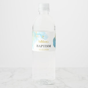 Moderne elegante Blaue Taufe Wasserflaschenetikett