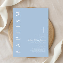 Moderne elegante Blauer Kreuz Taufe Einladung