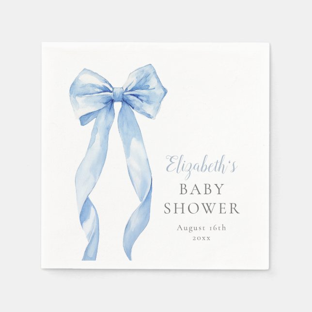 Moderne elegante Blue Bow Boy Baby Dusche Serviette (Vorderseite)