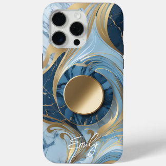 Moderne Elegante Blue Gold Marmor Case-Mate iPhone Hülle