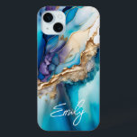 Moderne Elegante Blue Gold Marmor Personalisiert N Case-Mate iPhone Hülle<br><div class="desc">Moderne Elegant Blue Gold Marble Personalisiert Name iPhone 15 Plus Hüllen mit Ihrem personalisierten Namen in einer eleganten Kalligraphie Schrift Typografie auf einem modernen blauen und goldenen Marmorhintergrund. Perfektes Geschenk für sie zum Geburtstag,  Mutter zum Muttertag,  Schwester oder Bestie für Weihnachten und Feiertage. Entworfen von ©Evco Studio www.zazzle.com/store/evcostudio</div>