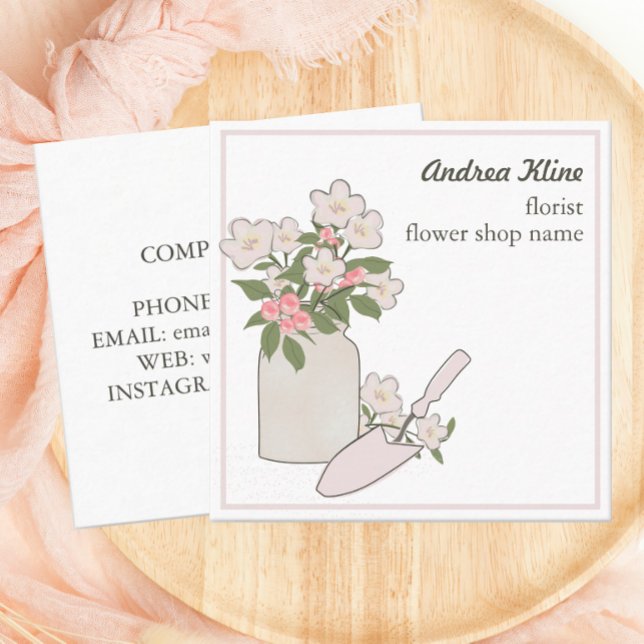 Moderne elegante Blume Blossom Florist Quadratische Visitenkarte (Von Creator hochgeladen)