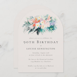 Moderne elegante Blume Bouquet 90. Geburtstag Einladung