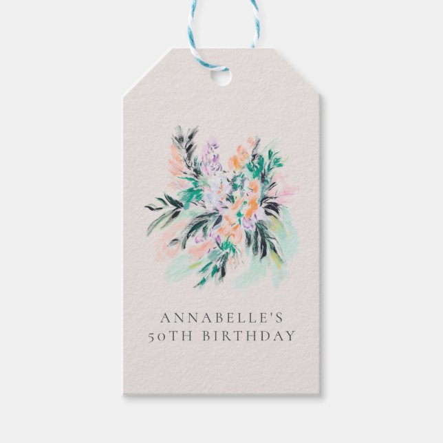 Moderne elegante Blume Bouquet Geburtstag Geschenkanhänger (Vorderseite)