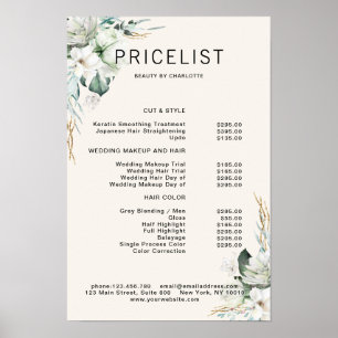 Moderne, elegante Blume, Preisliste Poster