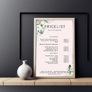 Moderne, elegante Blume, Preisliste Poster