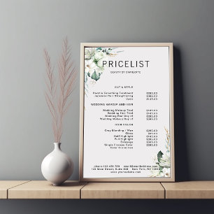 Moderne, elegante Blume, Preisliste Poster