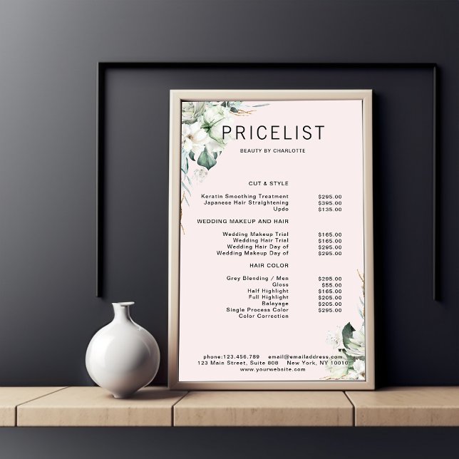 Moderne, elegante Blume, Preisliste Poster (Von Creator hochgeladen)