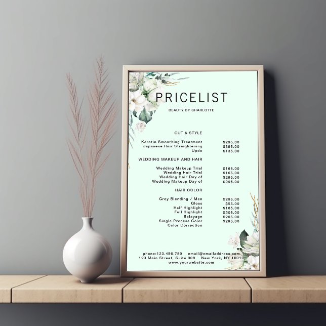 Moderne, elegante Blume, Preisliste Poster (Von Creator hochgeladen)