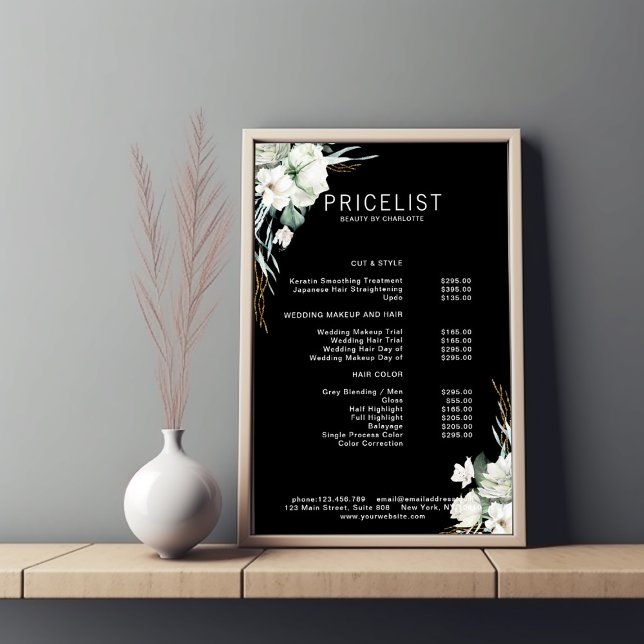 Moderne, elegante Blume, Preisliste Poster (Von Creator hochgeladen)