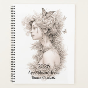 Moderne elegante Blumen Custom Name 2026 Planer