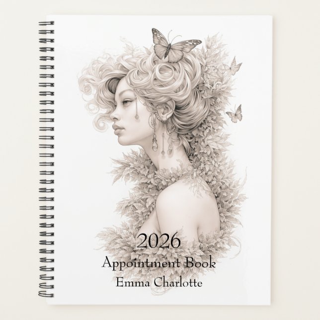 Moderne elegante Blumen Custom Name 2026 Planer (Vorderseite)