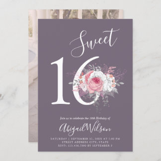 Moderne, elegante Blumenfeier 16 . Geburtstag Gebu Einladung