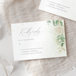 Moderne Elegante Blumengrün Hochzeit RSVP Karte