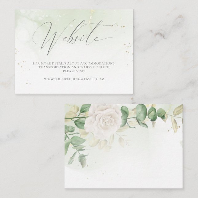 Moderne elegante Blumengrün-Website Hochzeiten Begleitkarte (Vorne/Hinten)