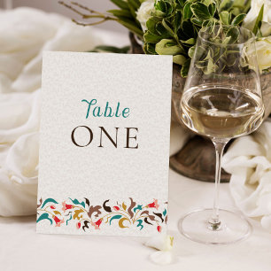 Moderne elegante Blumenkranz-Hochzeitstisch-Nummer Einladung