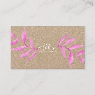 Moderne, elegante, blumenrosa Wasserfarbkraft Visitenkarte