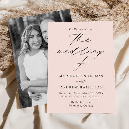 Moderne, elegante Blush Foto Hochzeit Einladung