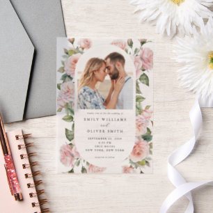 Moderne Elegante Blush Rose Foto Hochzeit
