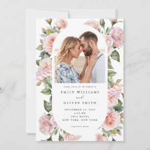 Moderne Elegante Blush Rose Foto Hochzeit Einladung