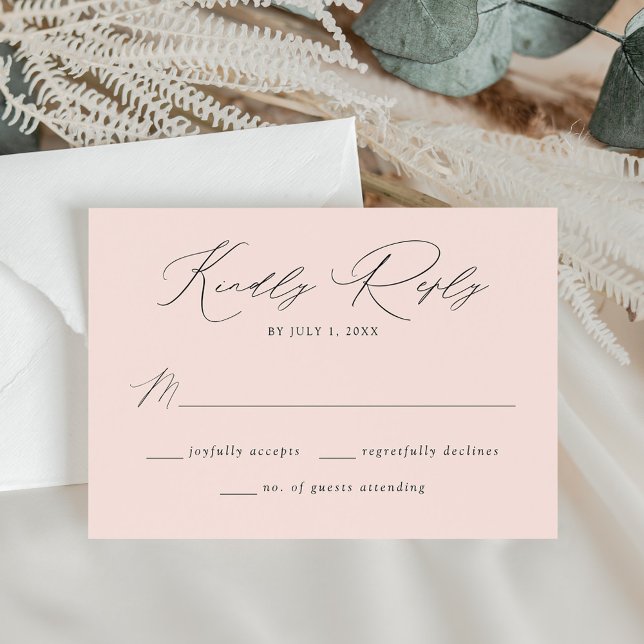 Moderne Elegante Blush Wedding RSVP Karte (Von Creator hochgeladen)