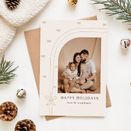 Moderne elegante Bogen-Familienbogen-Weihnachtsfot Feiertagskarte
