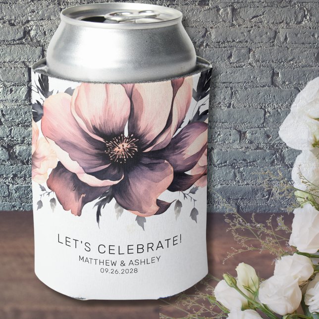 Moderne elegante Boho Pink-Blumenhochzeit Dosenkühler (Modern Elegant Boho Floral Pink Wedding Can Cooler)