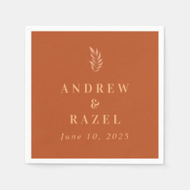 Moderne elegante Boho Wedding-Blätter Serviette