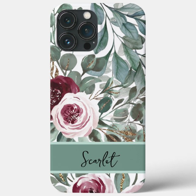 Moderne elegante bordeauxfarbene Rose Blume Case-M Case-Mate iPhone Hülle (Rückseite)