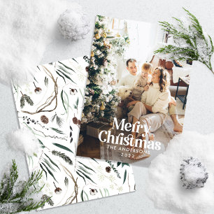 Moderne, elegante botanische Aquarelltypografie Feiertagskarte