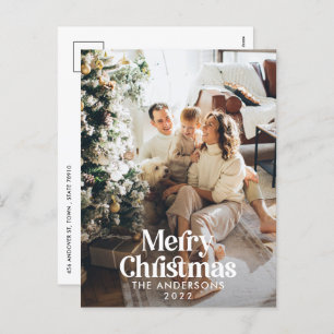 Moderne, elegante botanische Aquarelltypografie Feiertagspostkarte