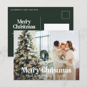 Moderne, elegante botanische Aquarelltypografie Feiertagspostkarte