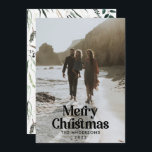 Moderne elegante botanische Aquarelltypografie Ho Feiertagskarte<br><div class="desc">Modernes vollblütiges Foto elegante rustikale Aquarellfarben getrocknete botanische florale mutierte Farben Weihnachtskarte. Grün,  Jäger grün,  schwarz,  weiß und braun,  modern auf der Trend-Farbbahn.</div>