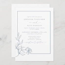 Moderne elegante botanische Blätter QR Code Weddin Einladung