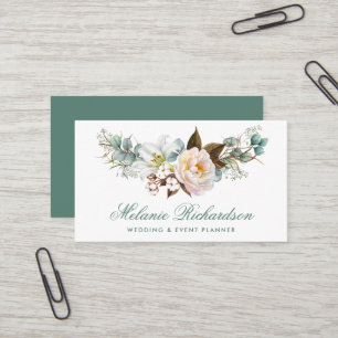 Moderne elegante botanische Blumen Grün Visitenkarte
