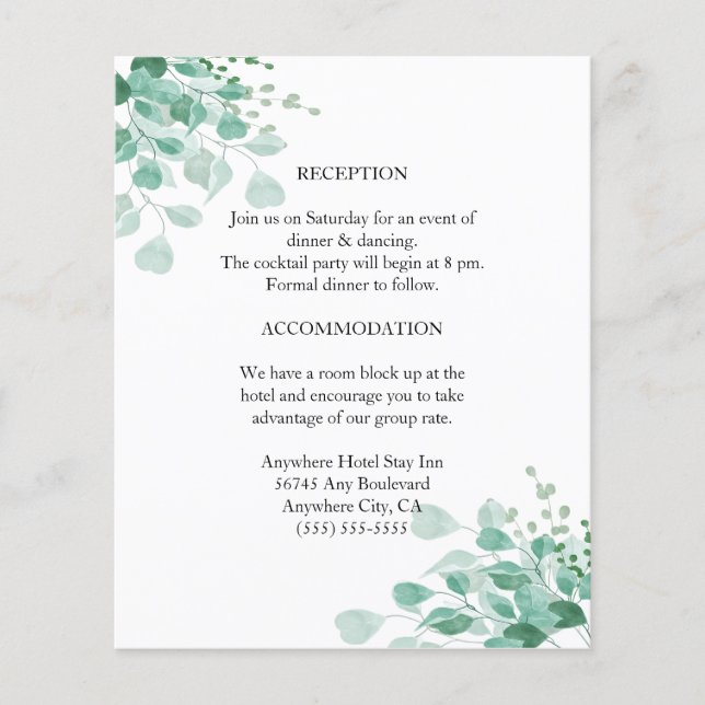 Moderne elegante Botanische Grüne Karte (Vorderseite)