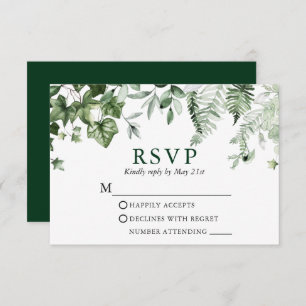 Moderne elegante Botanische Hochzeit im Grünen RSVP Karte