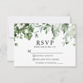 Moderne elegante Botanische Hochzeit im Grünen RSVP Karte