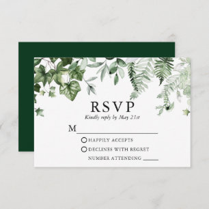 Moderne elegante Botanische Hochzeit im Grünen RSVP Karte