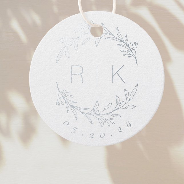 Moderne elegante botanische Initialen Hochzeitmong Geschenkanhänger (Von Creator hochgeladen)