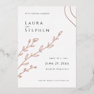 Moderne elegante botanische Save-the-Date-Karte Folieneinladung