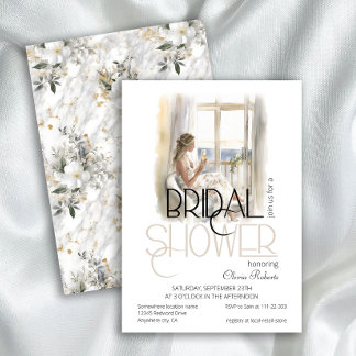 Moderne Elegante Braut im Hochzeitsgossen-Brautpar Einladung